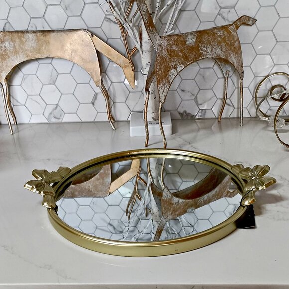 NEW! SHABBY CHIC BOW HANDLE VANITY TRAY - Picture 4 of 4